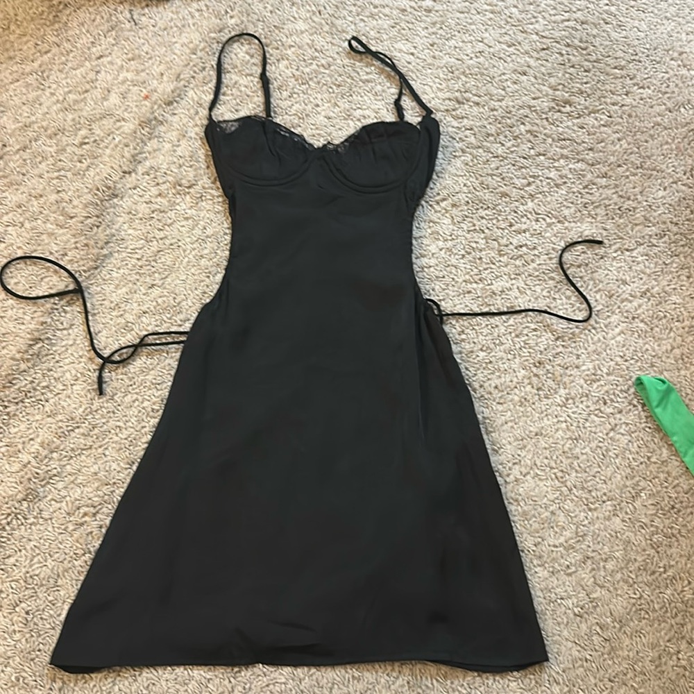 Black w lace, side cut outs dress